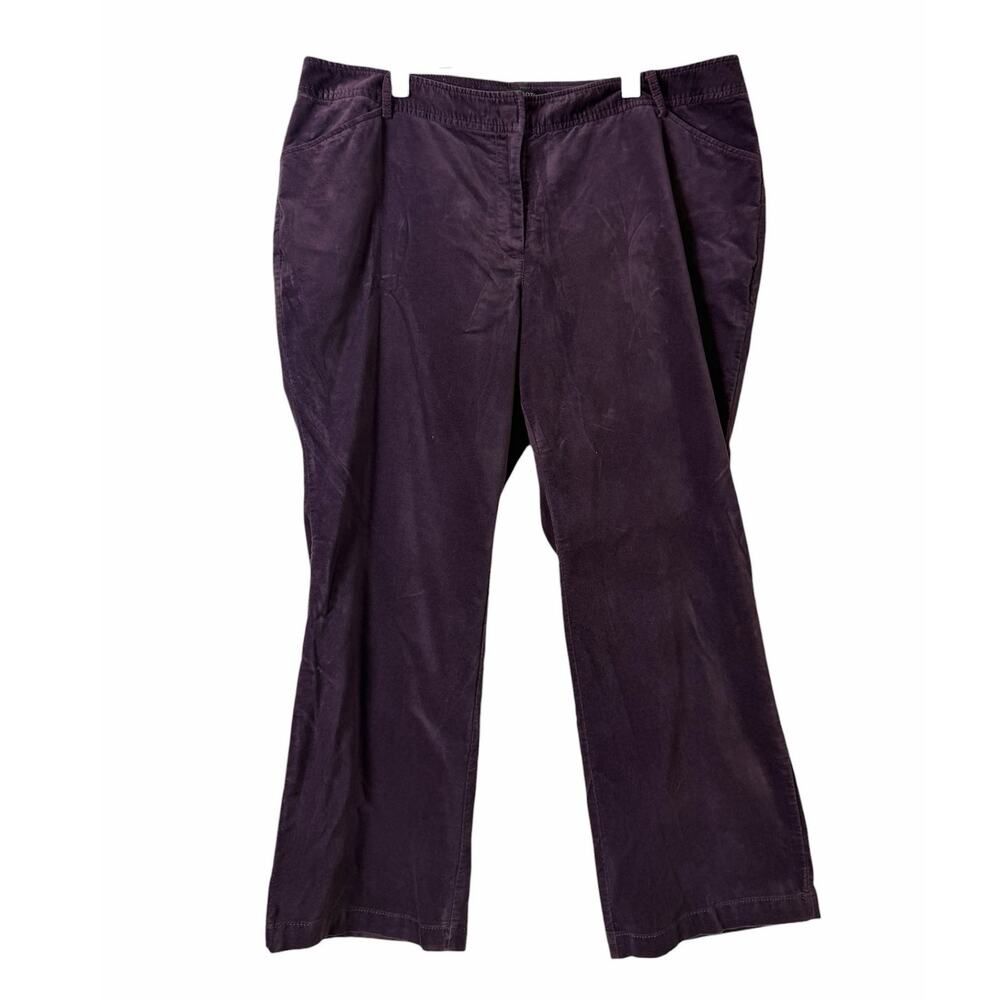 Talbots Heritage Velvet Pants 18WP Petite Plus Straight Stretch Dark Plum Fall